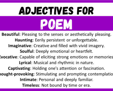 20+ Best Words to Describe a Poem, Adjectives for Poem