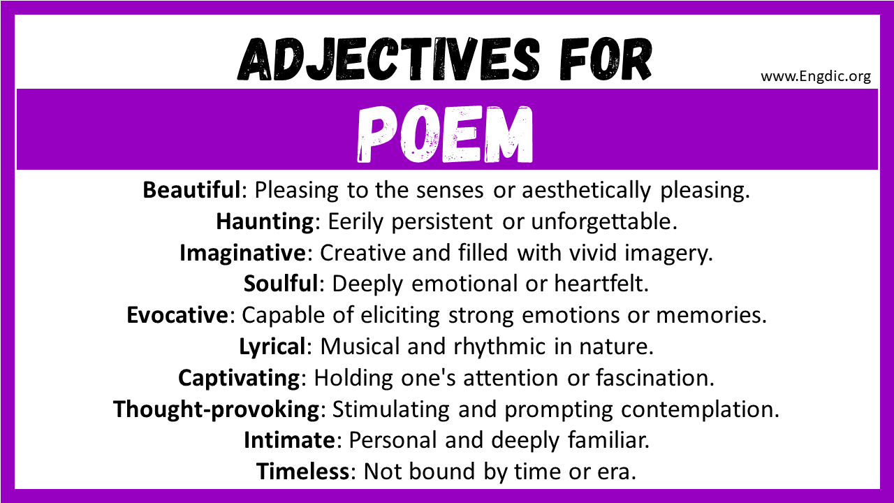 Adjectives for Poem