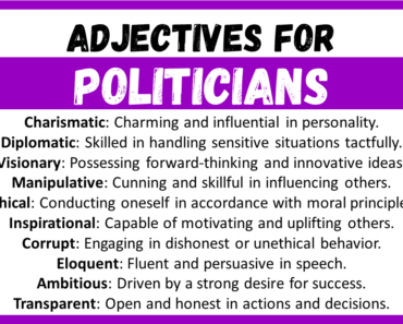 20+ Best Words to Describe Politicians, Adjectives for Politicians