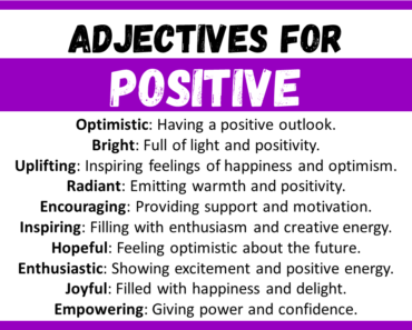 20+ Best Adjectives for Positive, Words to Describe Positive