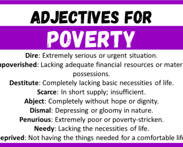 20+ Best Words to Describe Poverty, Adjectives for Poverty