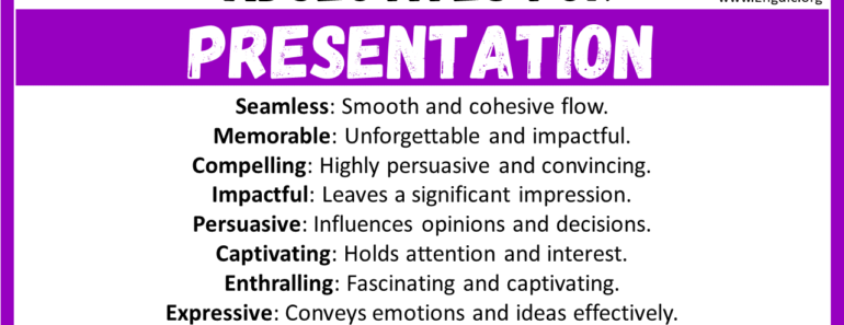 20+ Best Words to Describe Presentation, Adjectives for Presentation