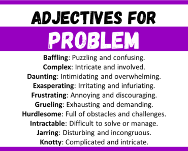 20+ Best Words to Describe Problem, Adjectives for Problem