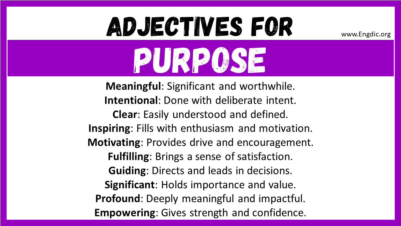 Adjectives for Purpose