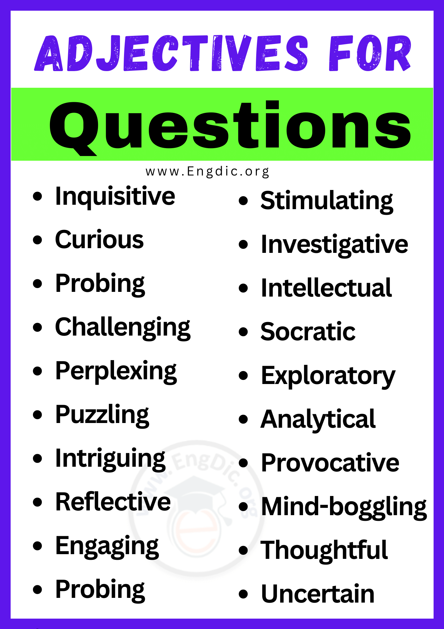Adjectives for Questions