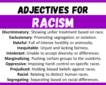 20+ Best Words to Describe Racism, Adjectives for Racism