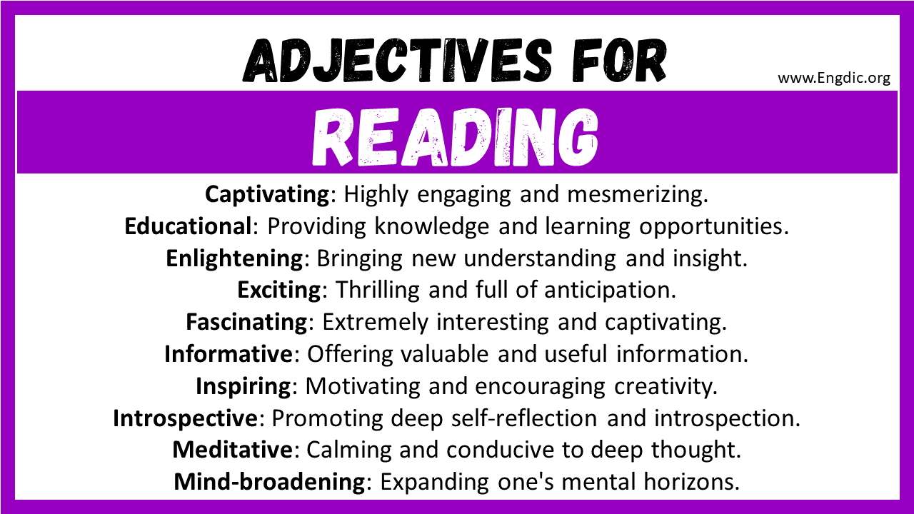 Adjectives for Reading