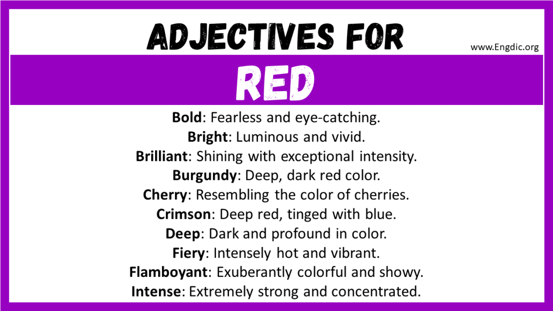 20+ Best Words to Describe Red, Adjectives for Red – EngDic