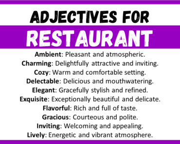 20+ Best Words to Describe Restaurant, Adjectives for Restaurant