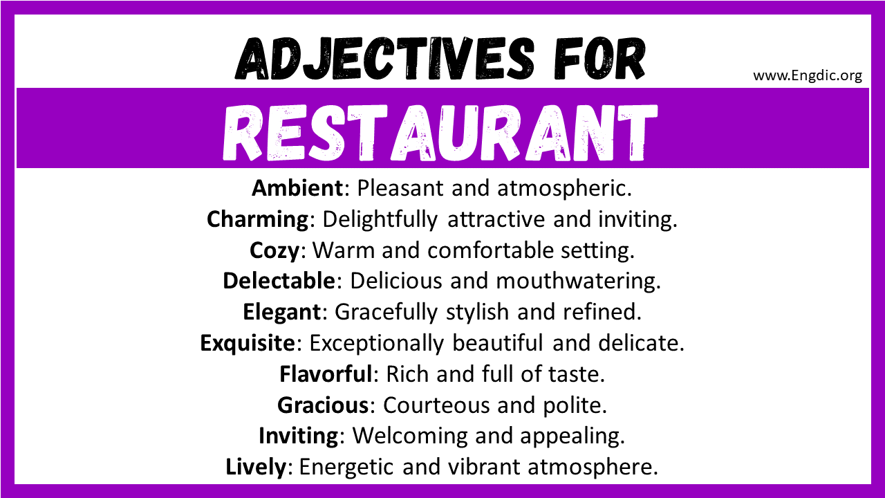 Adjectives for Restaurant