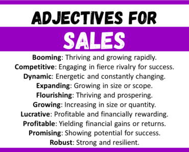20+ Best Words to Describe Sales, Adjectives for Sales