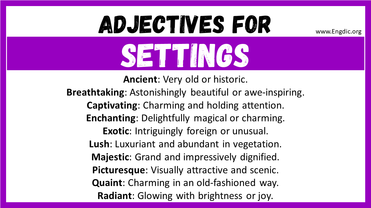 Adjectives for Settings