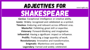 20+ Best Words to Describe Shakespeare, Adjectives for Shakespeare - EngDic