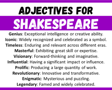 20+ Best Words to Describe Shakespeare, Adjectives for Shakespeare