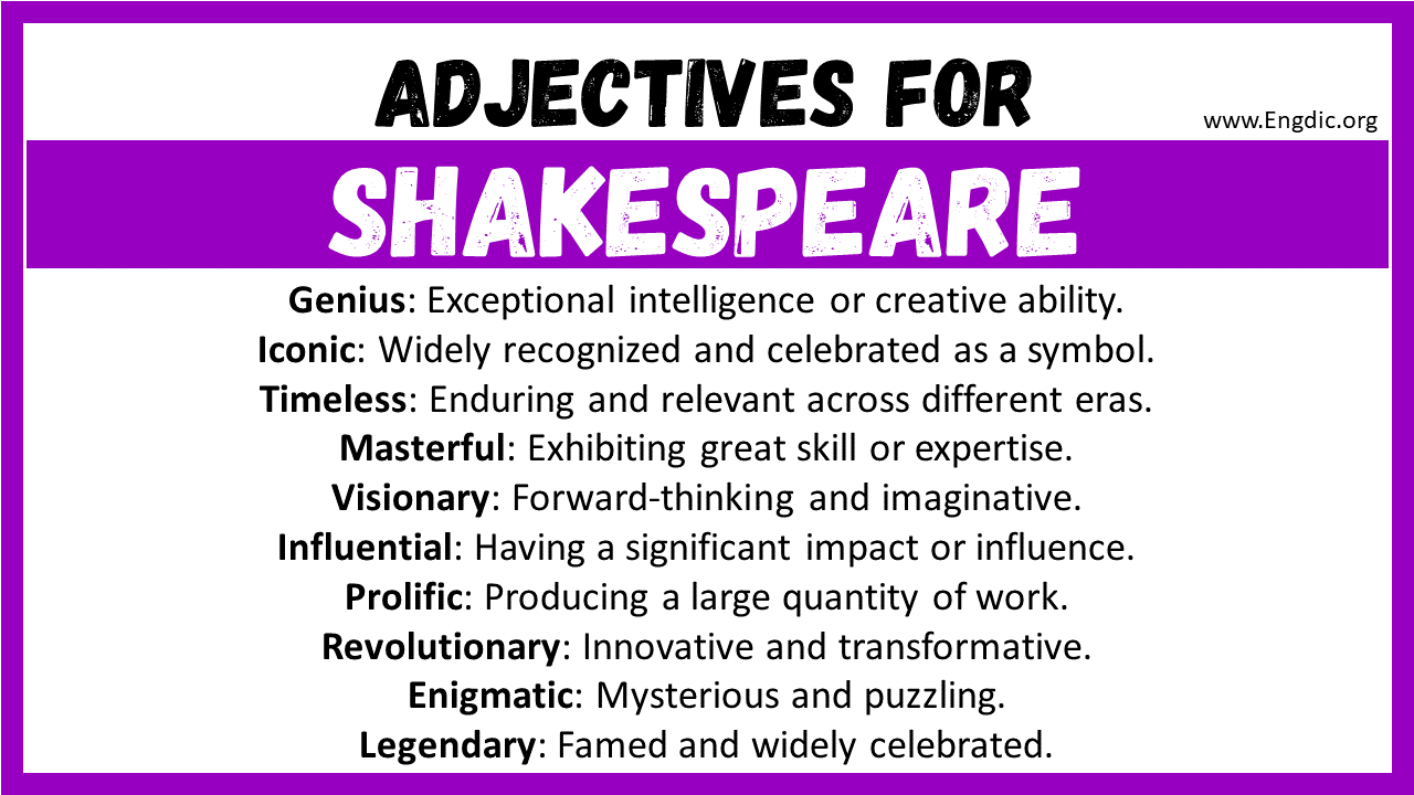 Adjectives for Shakespeare