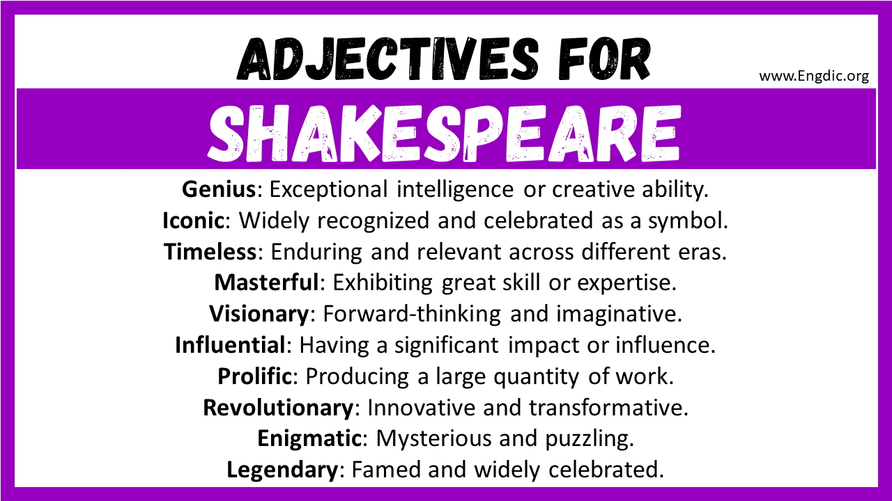 20+ Best Words to Describe Shakespeare, Adjectives for Shakespeare EngDic