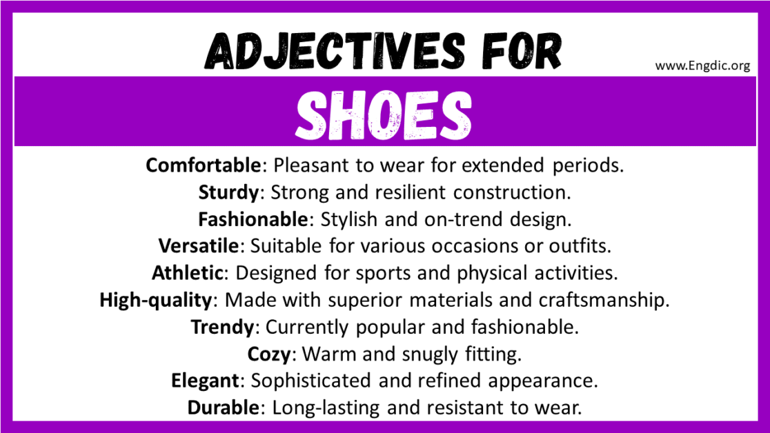 20+ Best Words to Describe Shoes, Adjectives for Shoes - EngDic