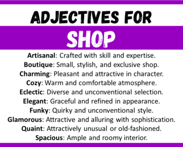 20+ Best Words to Describe Shop, Adjectives for Shop