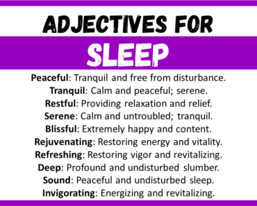 20+ Best Words to Describe Sleep, Adjectives for Sleep
