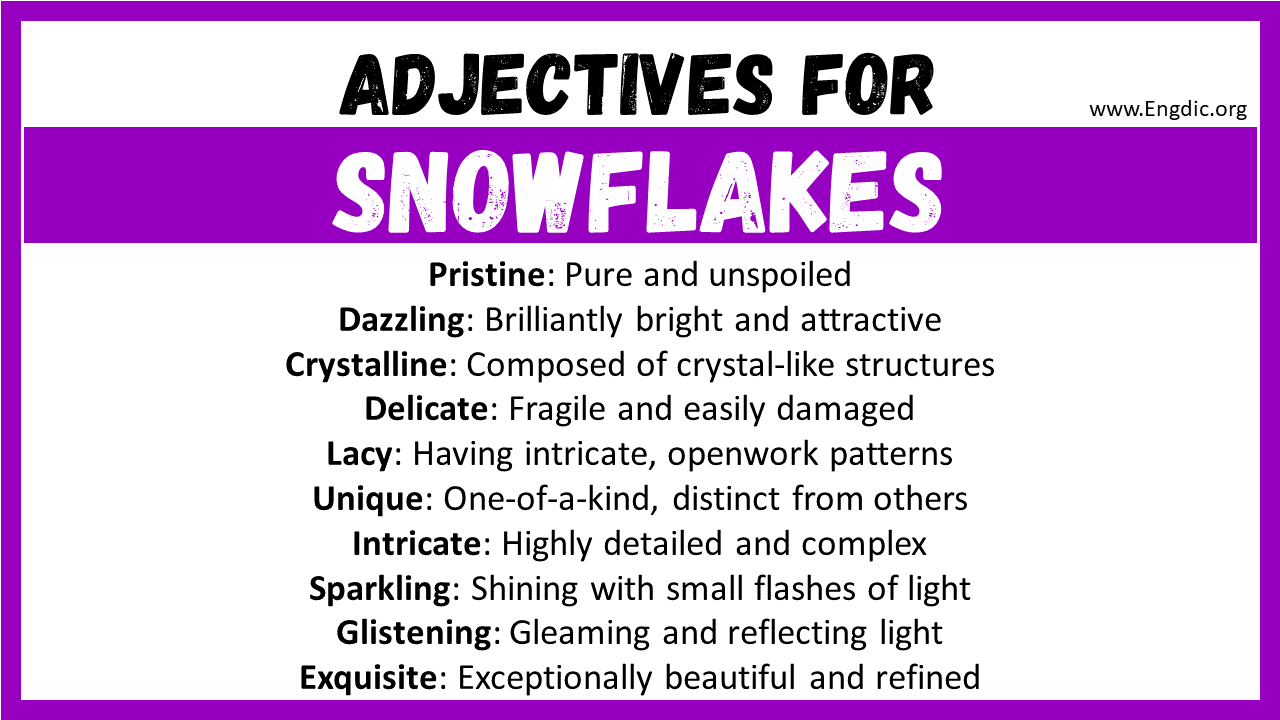 Adjectives for Snowflakes