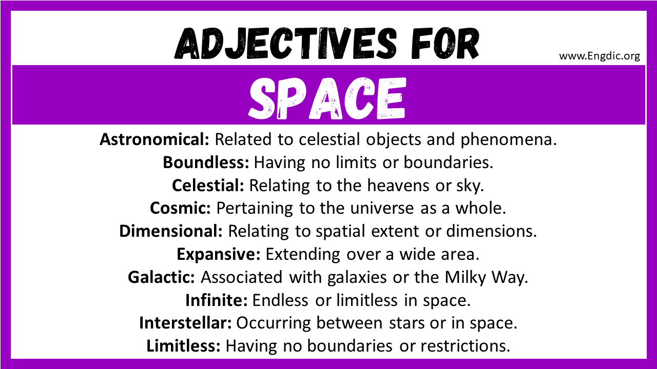 Adjectives for Space