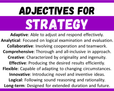 20+ Best Words to Describe Strategy, Adjectives for Strategy