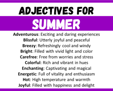 20+ Best Words to Describe Summer, Adjectives for Summer