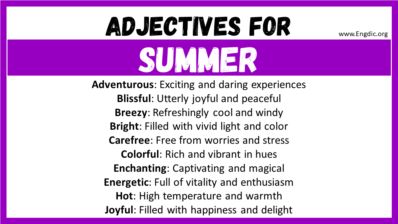 Adjectives for Summer