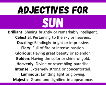 20+ Best Words to Describe Sun, Adjectives for Sun