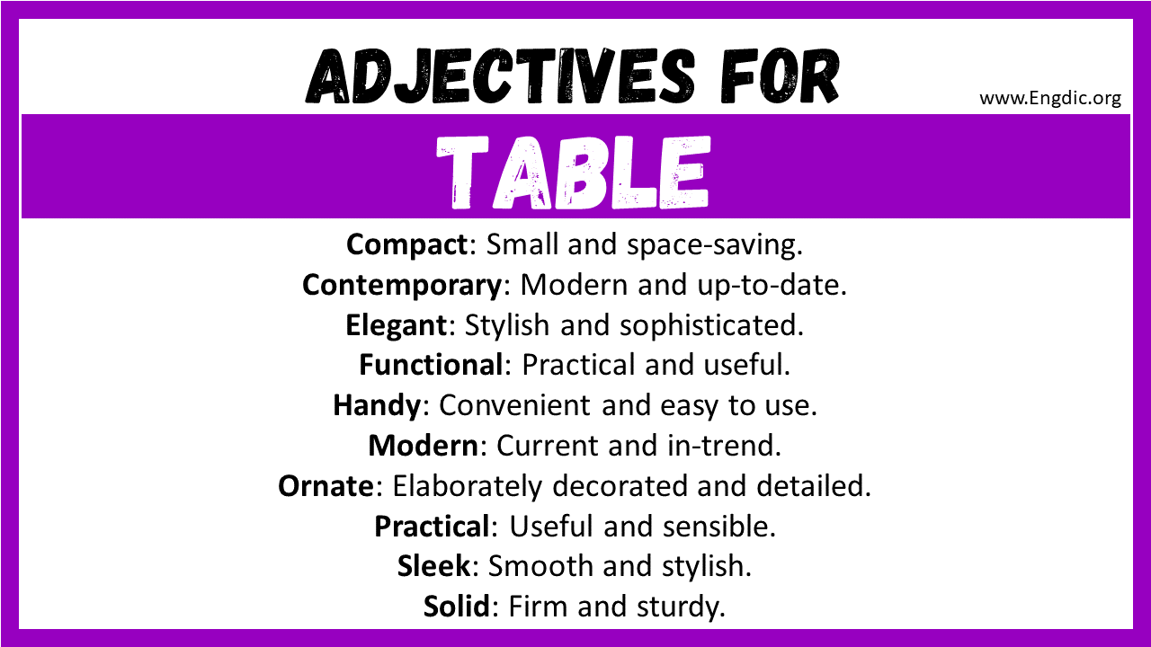 Adjectives for Table