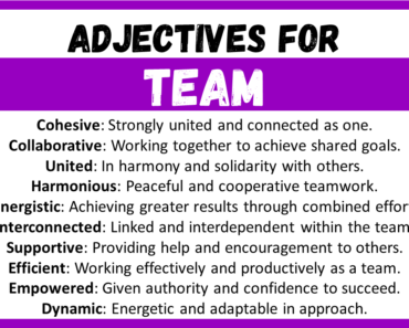 20+ Best Words to Describe Team, Adjectives for Team