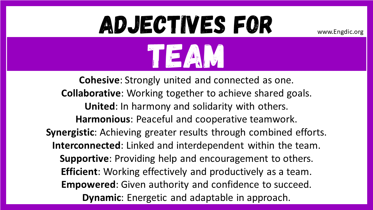 Adjectives for Team