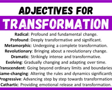 20+ Best Words to Describe Transformation, Adjectives for Transformation