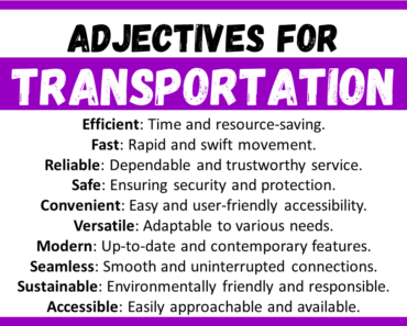 20+ Best Words to Describe Transportation, Adjectives for Transportation
