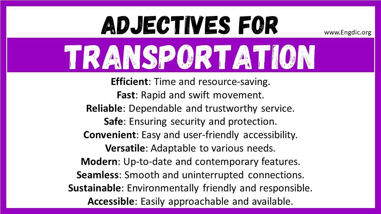 Adjectives for Transportation