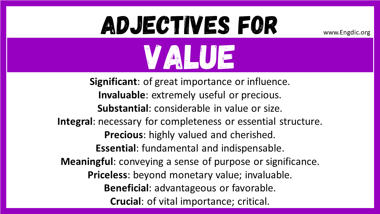 Adjectives for Value