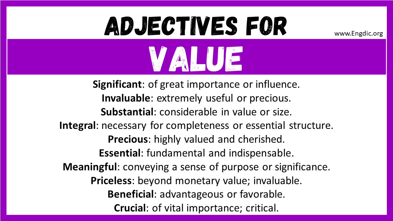 20+ Best Words to Describe Value, Adjectives for Value - EngDic