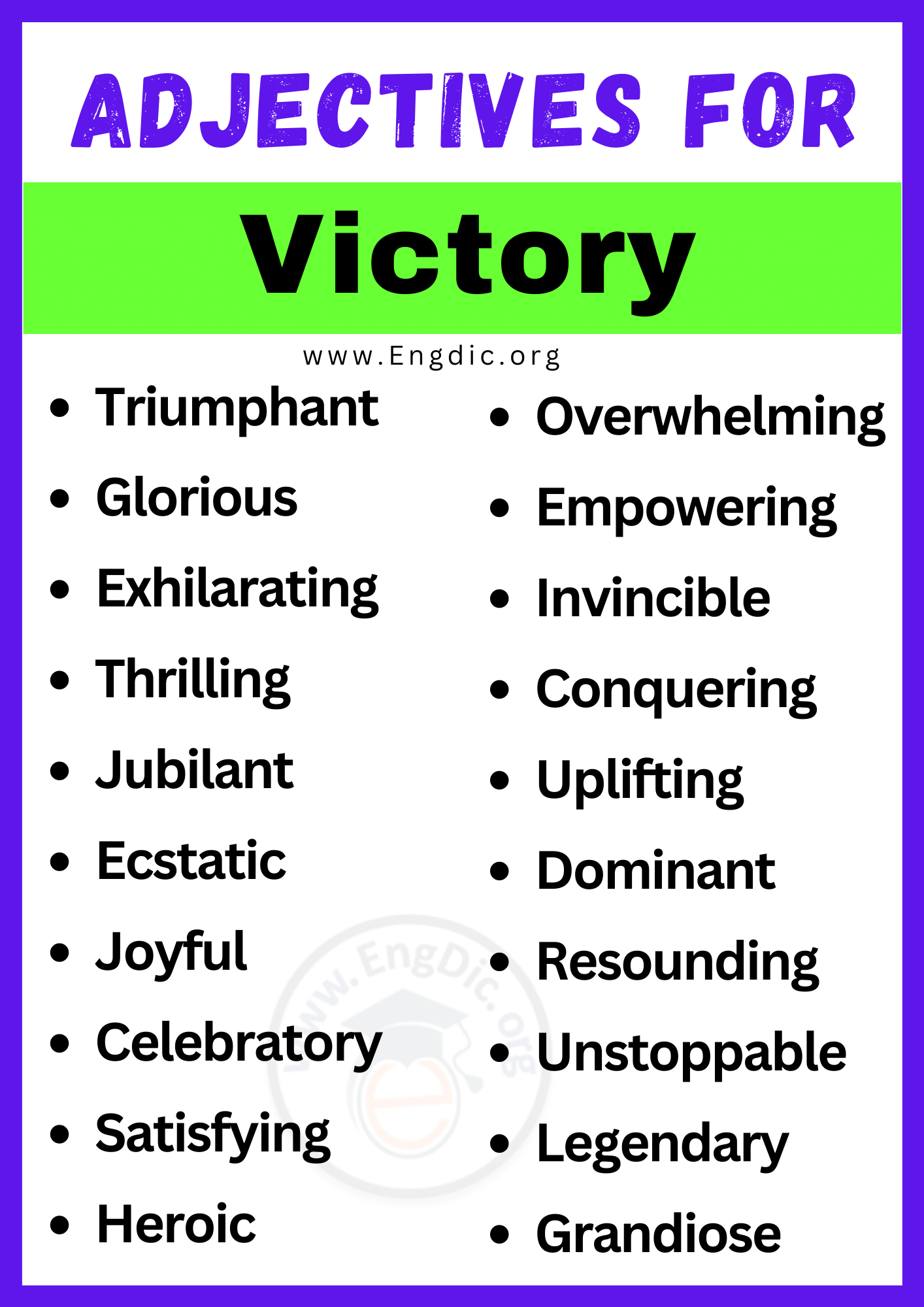 Adjectives for Victory
