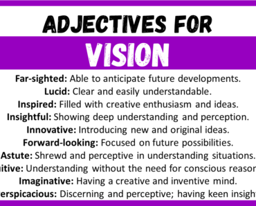 20+ Best Words to Describe Vision, Adjectives for Vision