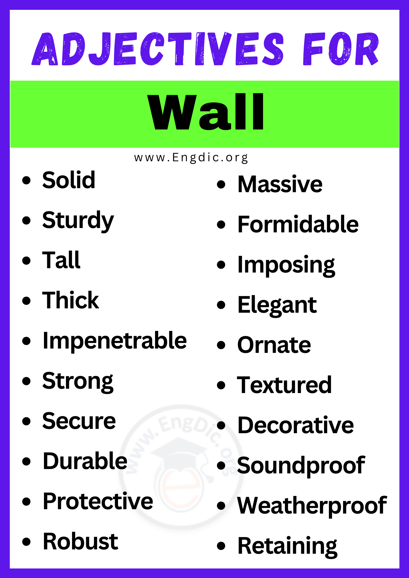 Adjectives for Wall