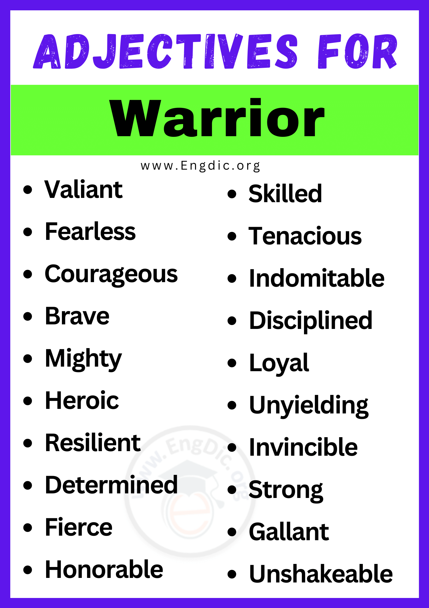 Adjectives for Warrior