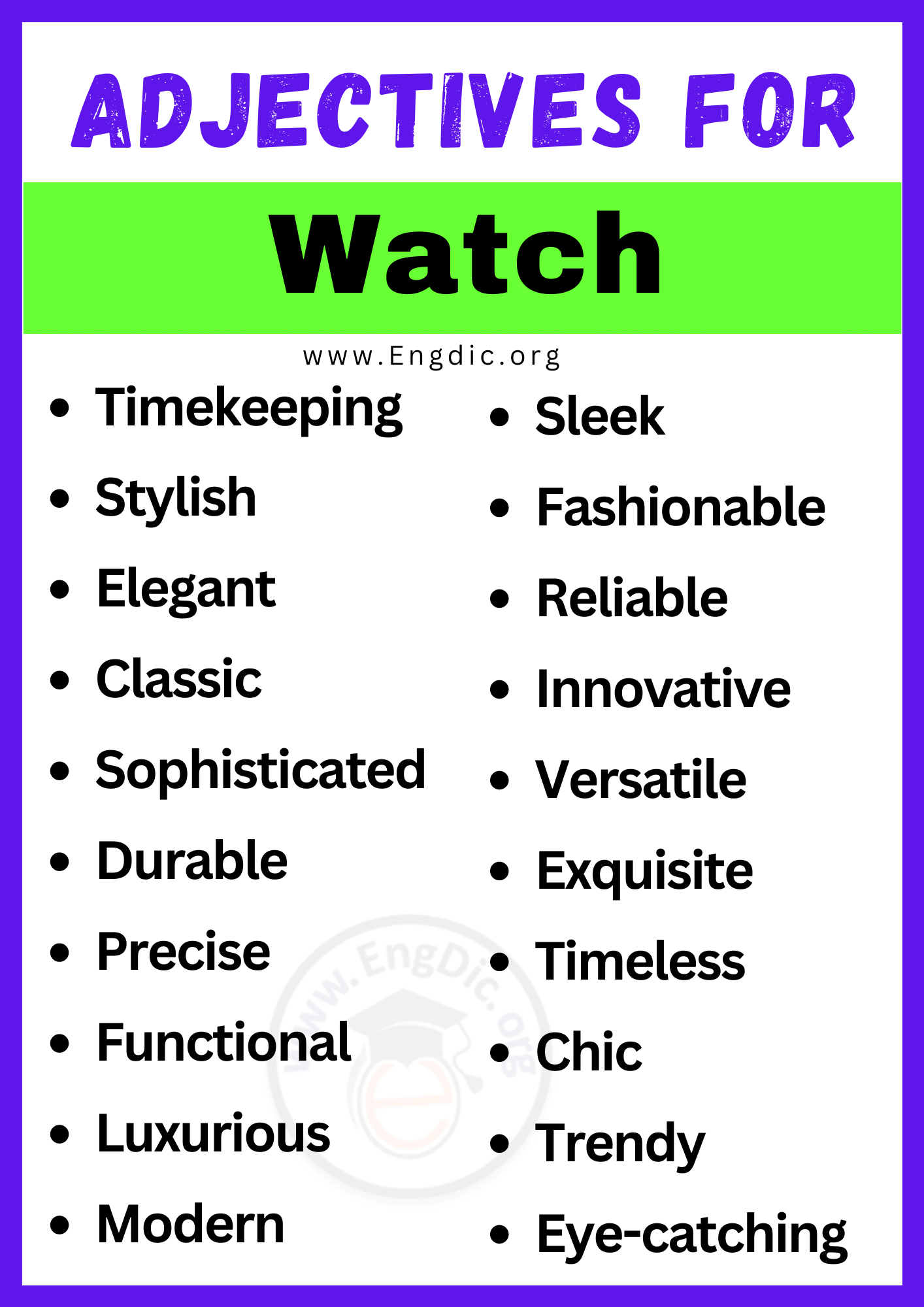 Adjectives for Watch