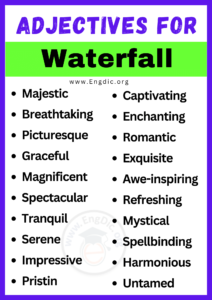 Dictionary Waterfall 20+ Best Words to Describe a Waterfall, Adjectives for Waterfall - EngDic