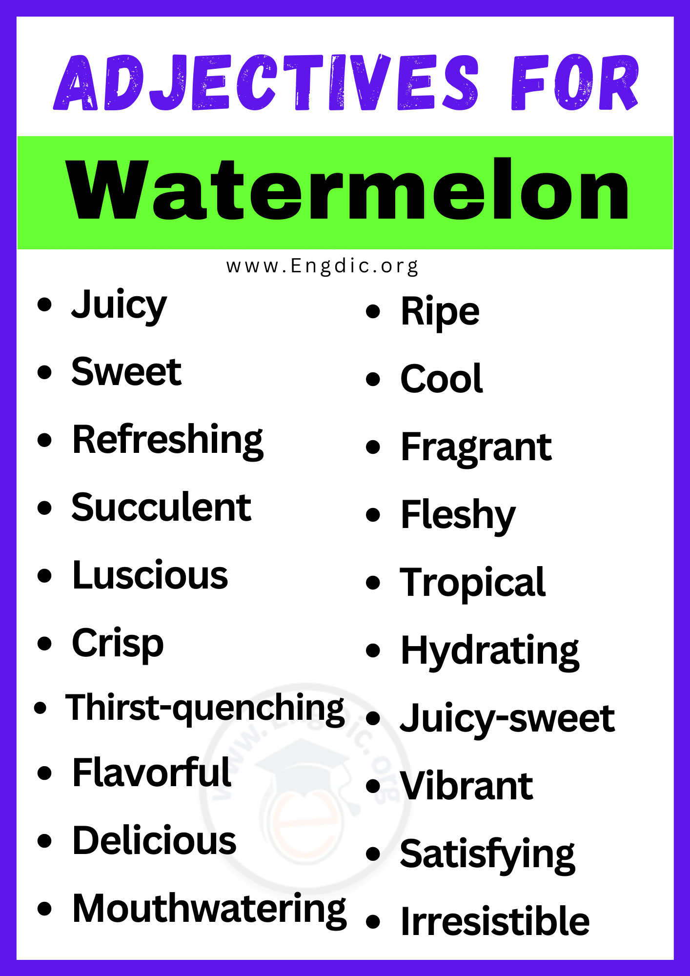 Adjectives for Watermelonfor Waves