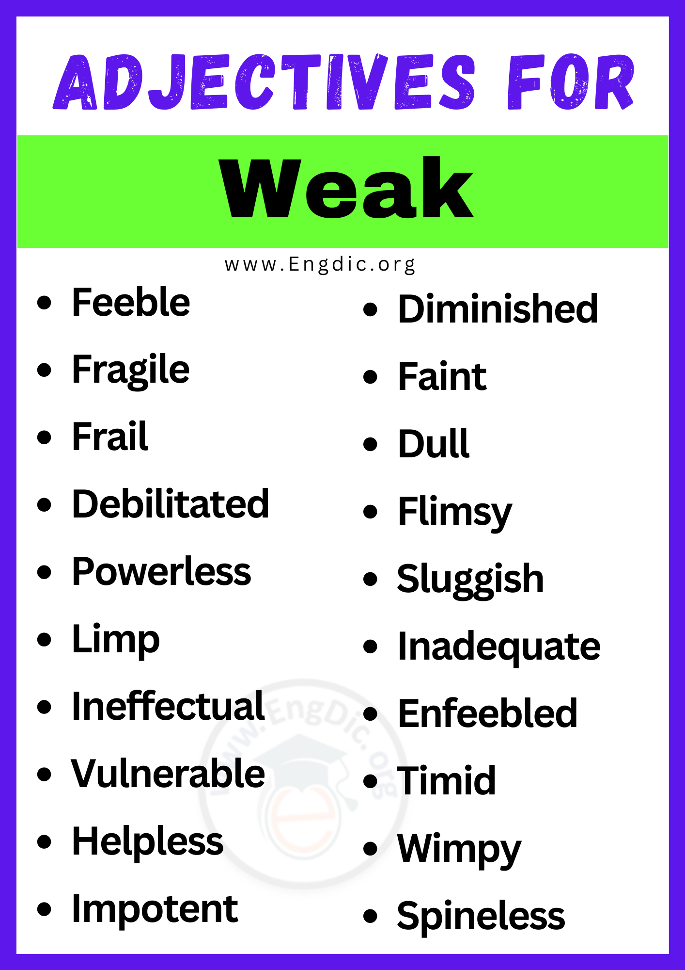 Adjectives for Weak