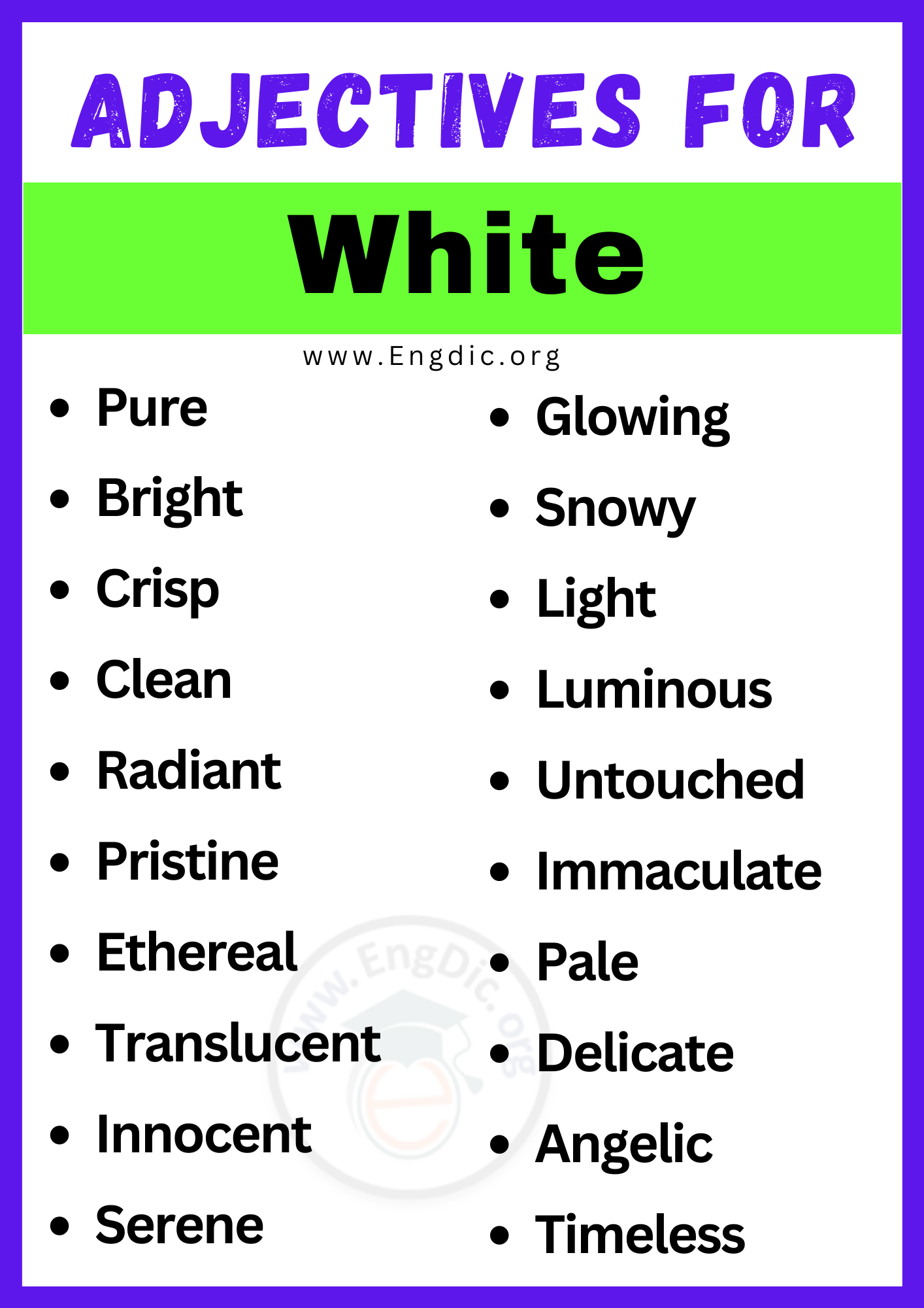 Adjectives for White