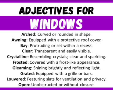 20+ Best Words to Describe Windows, Adjectives for Windows