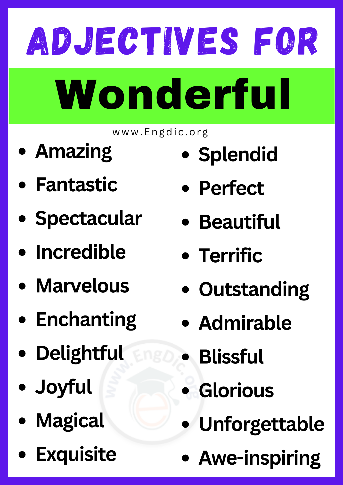 Adjectives for Wonderful