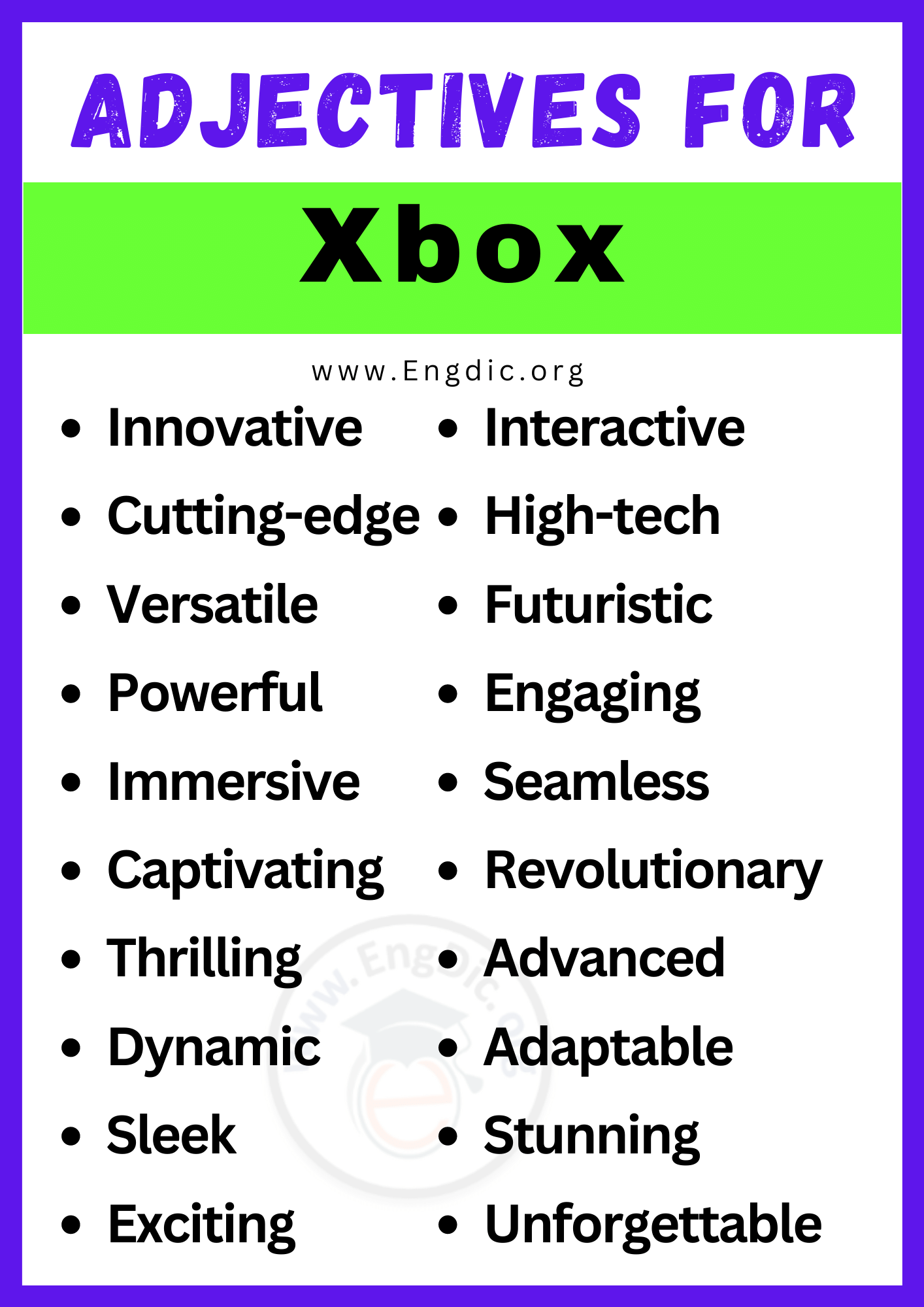 Adjectives for Xbox
