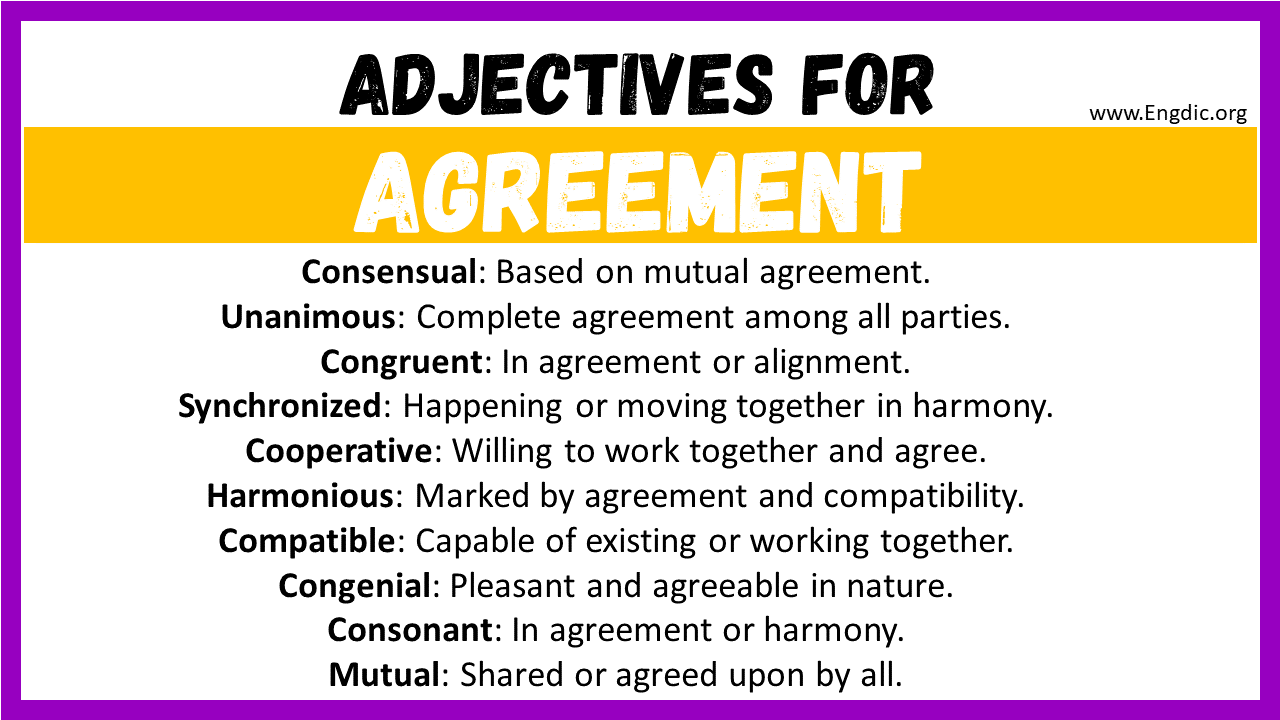 Adjectives words to describe Agreement